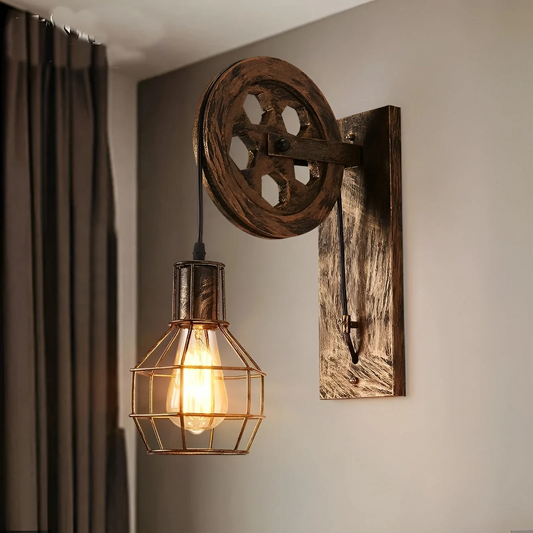 Vintage Industrial LED Wall Lamp – Metal & Glass Design