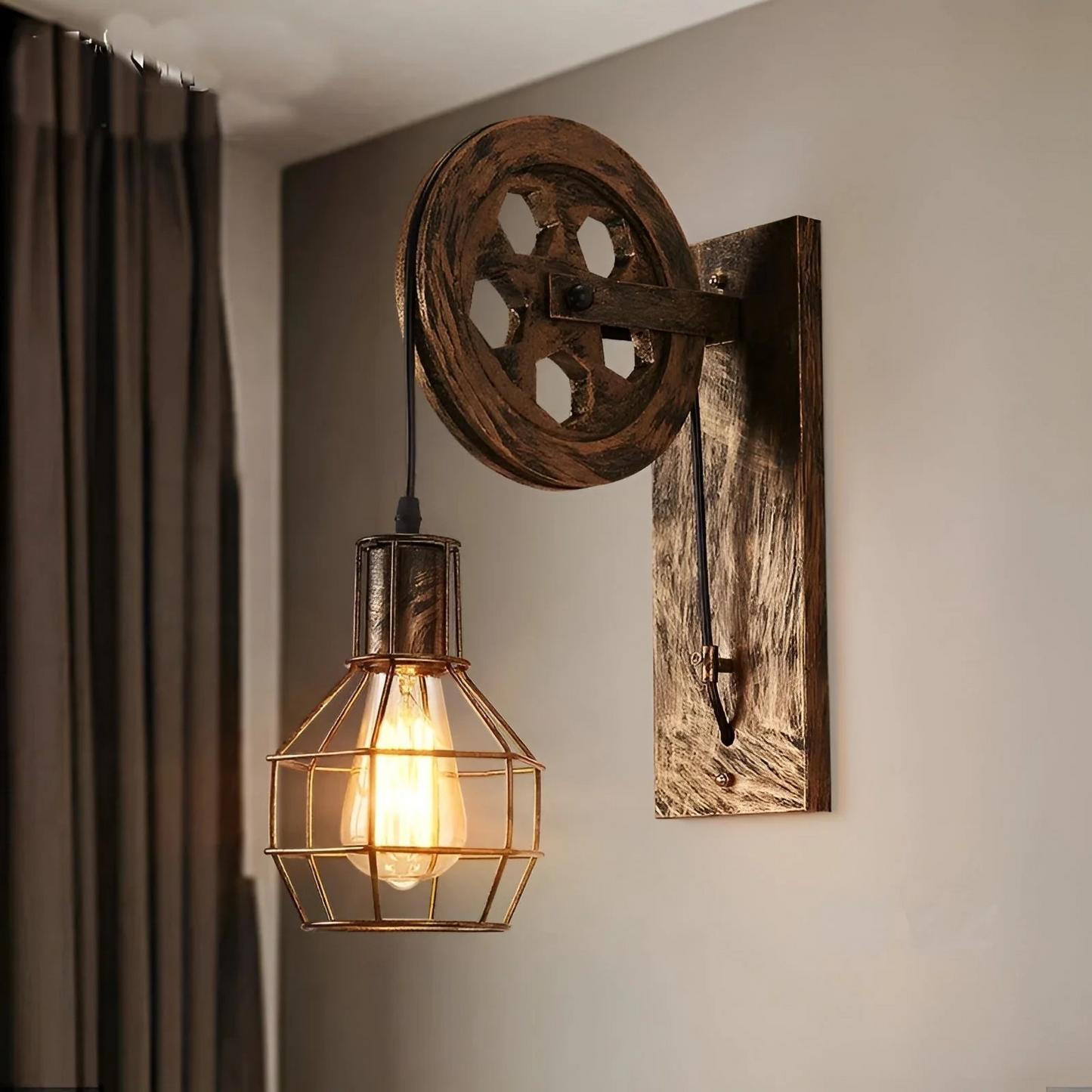 Vintage Industrial LED Wall Lamp – Metal & Glass Design