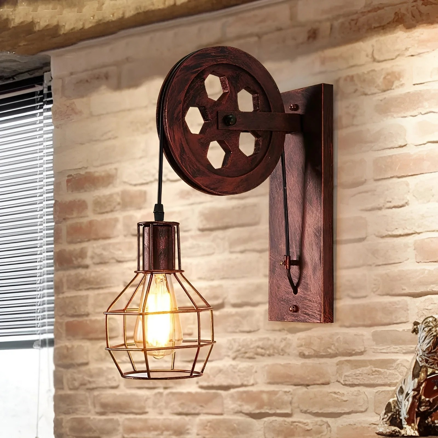 Vintage Industrial LED Wall Lamp – Metal & Glass Design