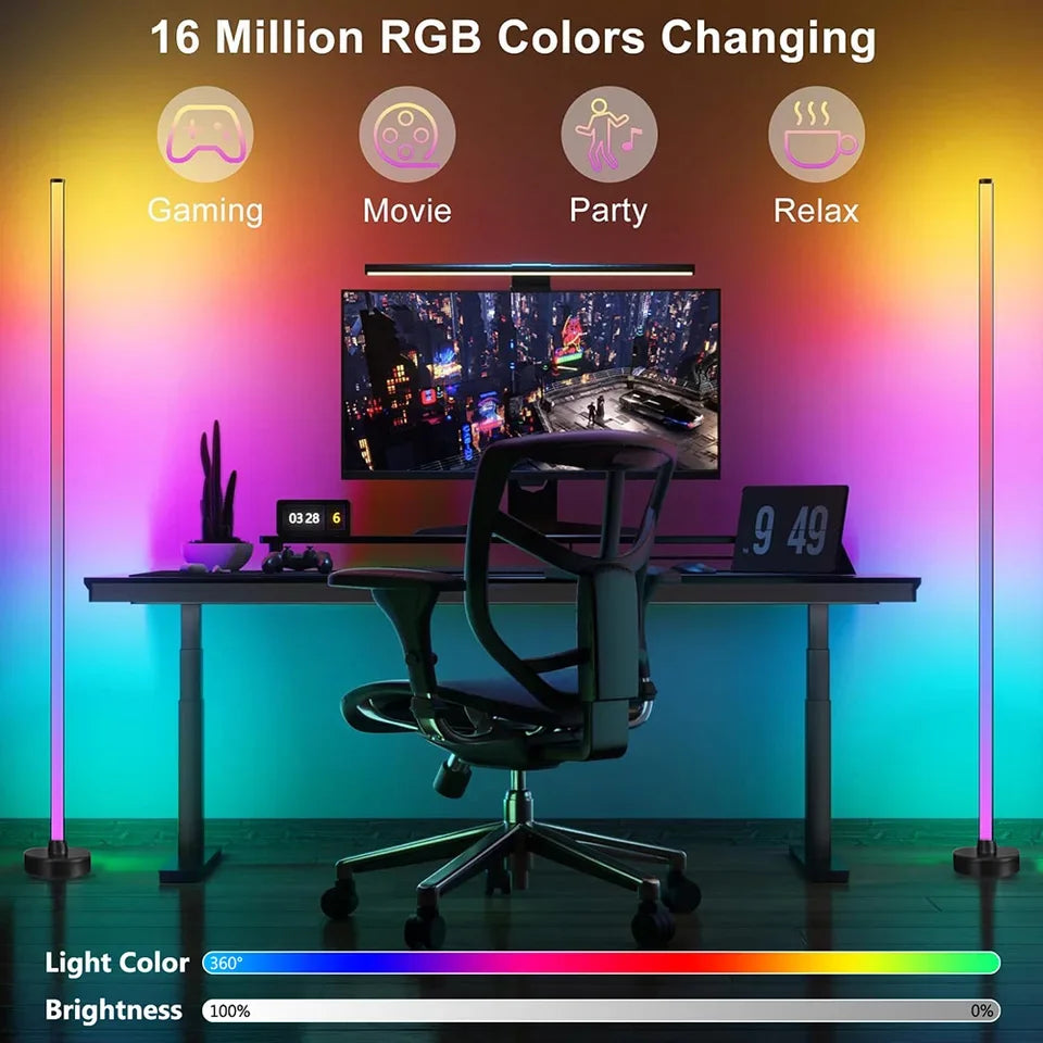 Minimalist Ambient Lighting with Music Sync - Smart RGB LED Floor Lamp