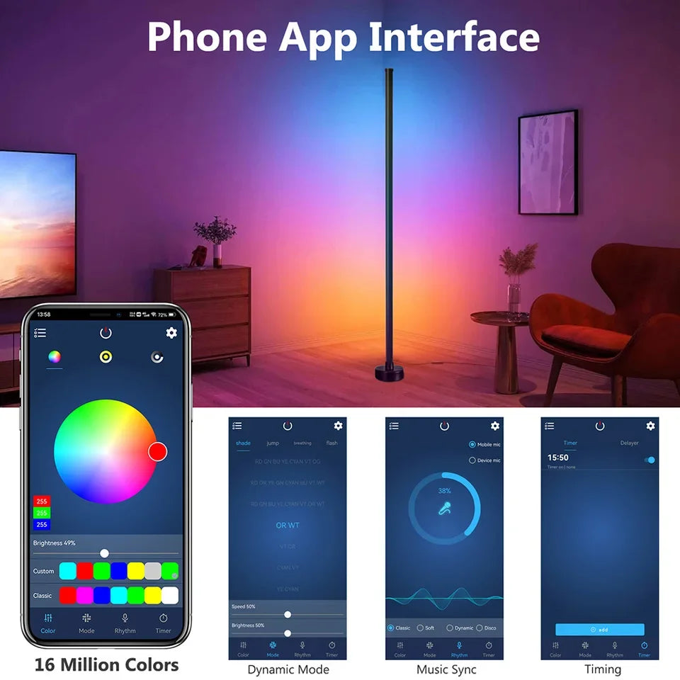 Minimalist Ambient Lighting with Music Sync - Smart RGB LED Floor Lamp