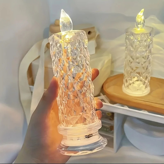 Crystal Glow Flameless LED Table Lamp – Decorative Mood Light