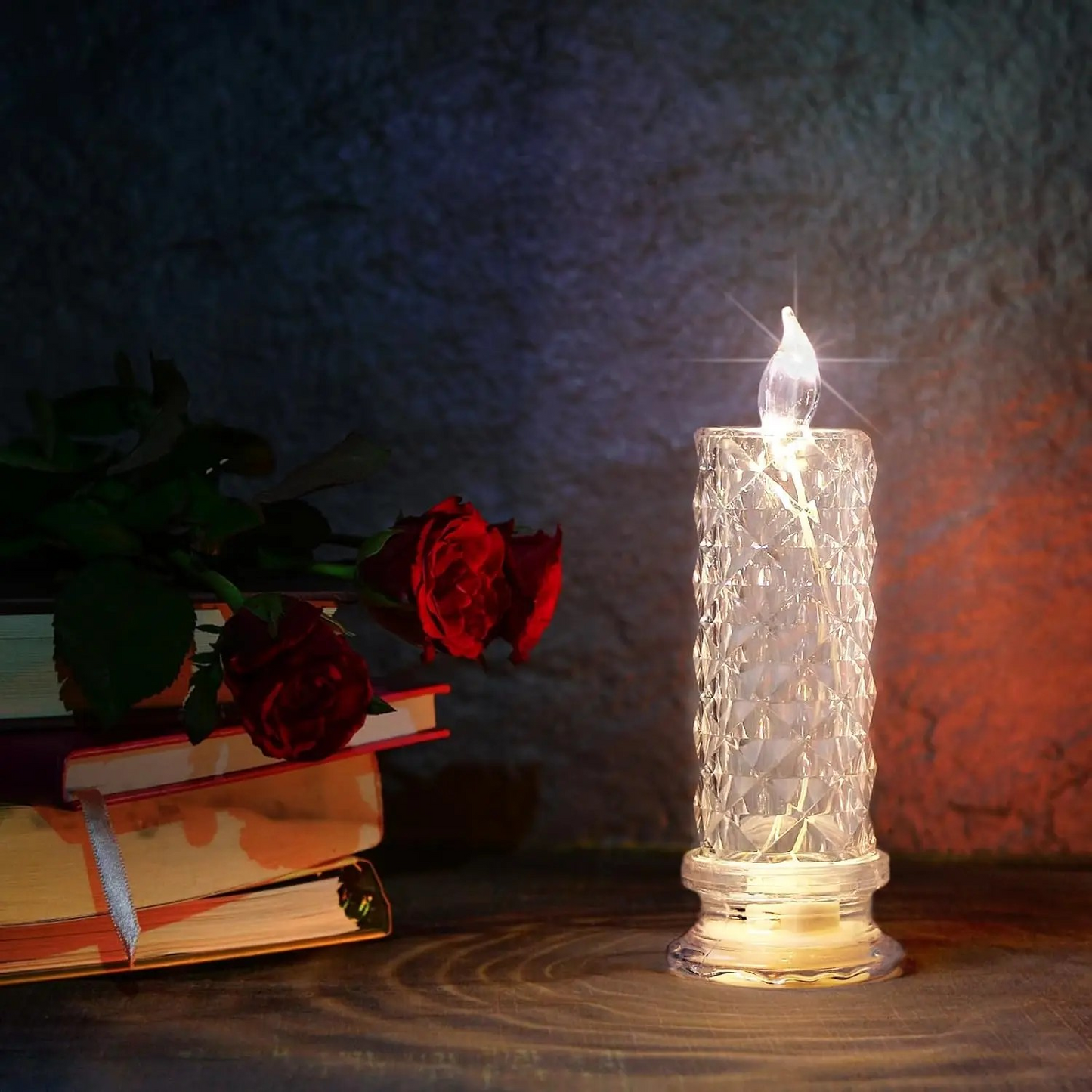 Crystal Glow Flameless LED Table Lamp – Decorative Mood Light
