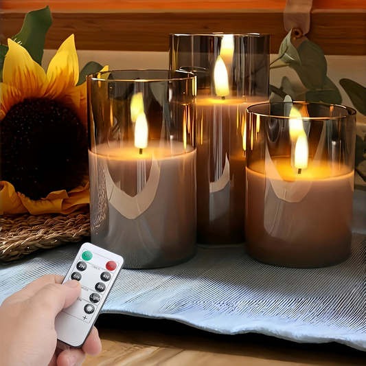 Flameless LED Candle Set of 3 – Stylish Remote-Controlled Mood Lightings