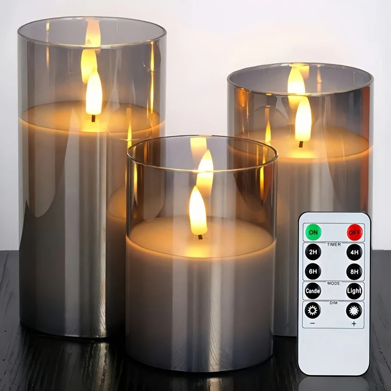 Flameless LED Candle Set of 3 – Stylish Remote-Controlled Mood Lightings