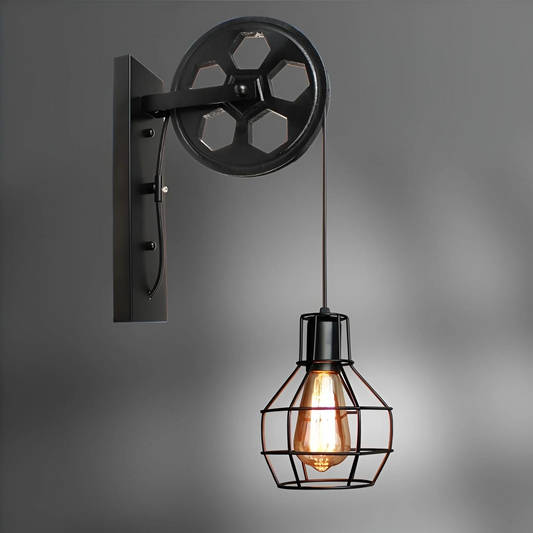 Vintage Industrial LED Wall Lamp – Metal & Glass Design