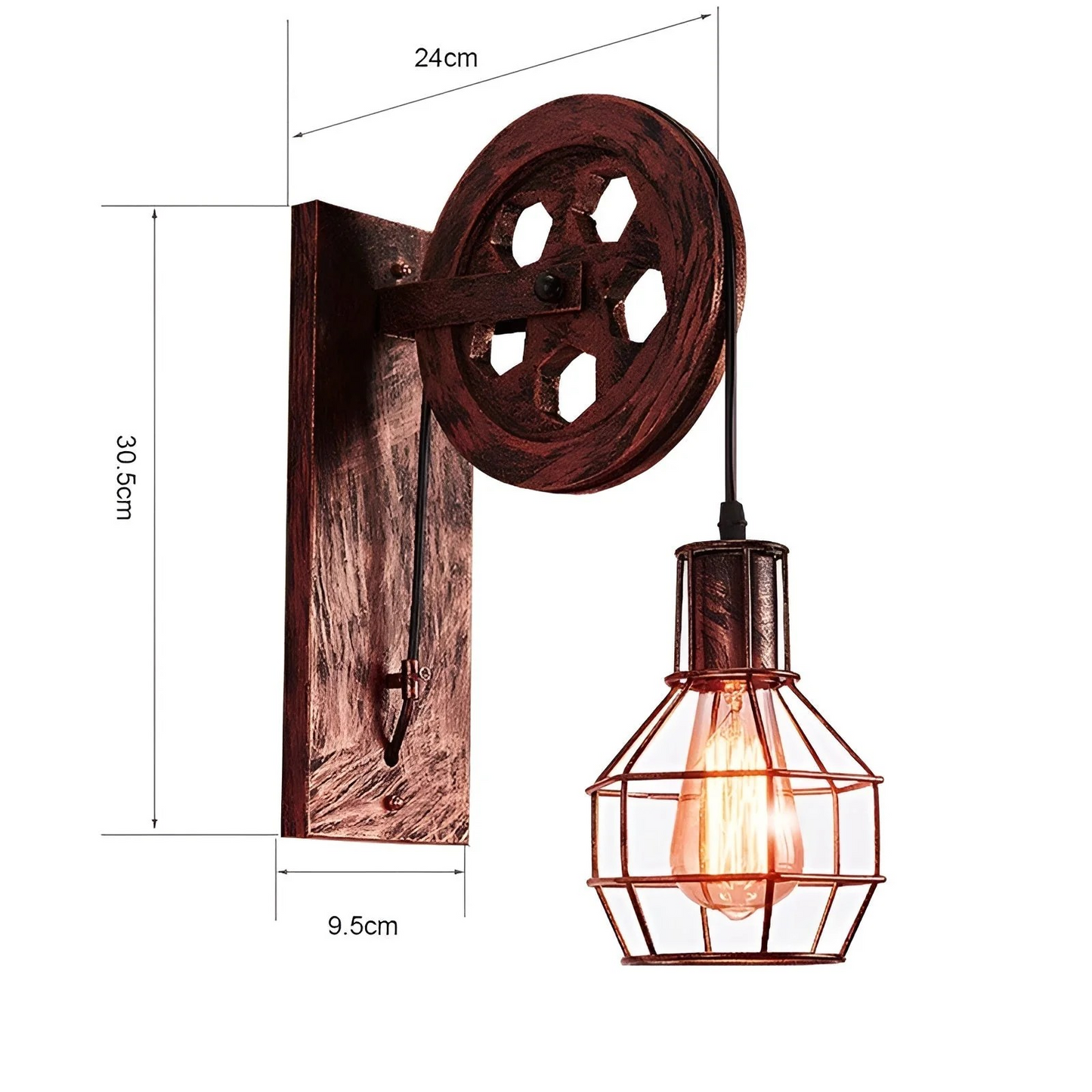 Vintage Industrial LED Wall Lamp – Metal & Glass Design