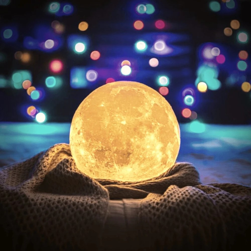 Moonlight Lamp with Wooden Stand