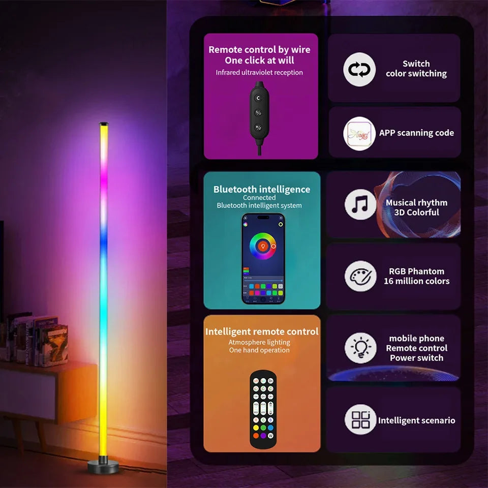 Minimalist Ambient Lighting with Music Sync - Smart RGB LED Floor Lamp