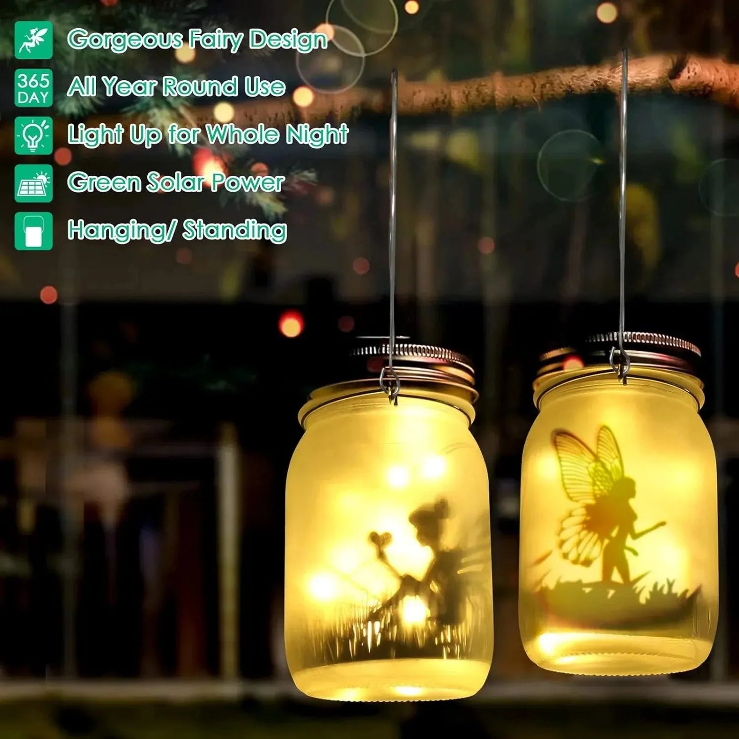 Solar Mason Jar Lantern – Waterproof Fairy Lights